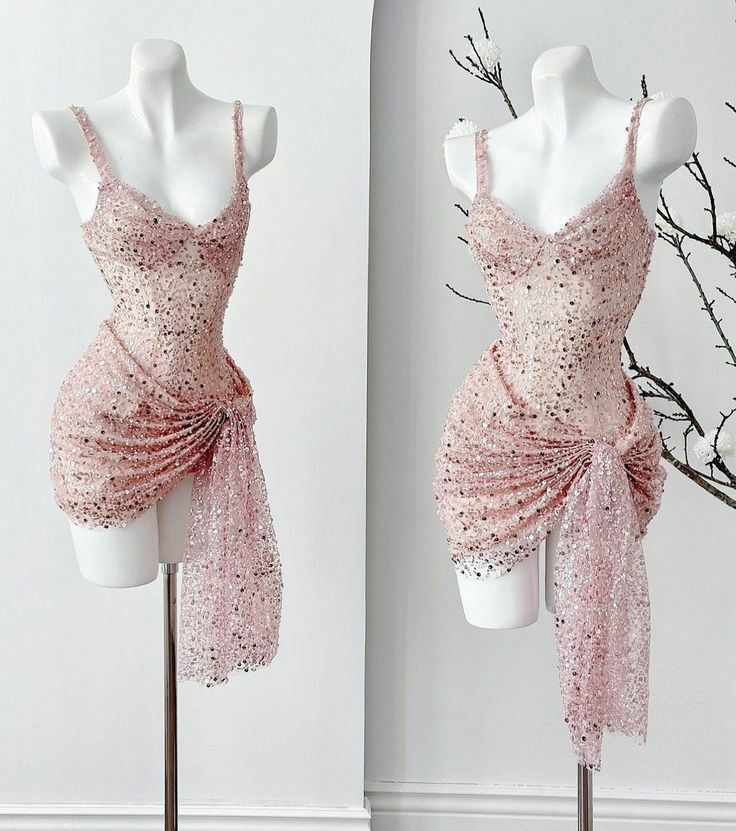 Pink/Black Sparkling Sequin Short Homecoming Dress Cocktail/Birthday Party Dress gh5016