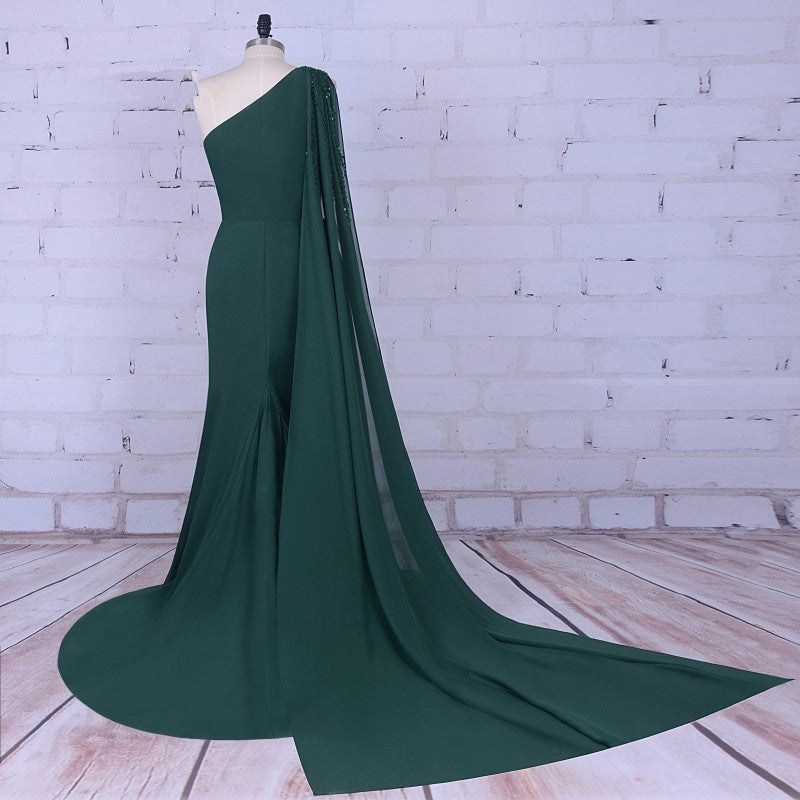 Green Party Long Formal Dress Unique Prom Dress With Beading cg5780