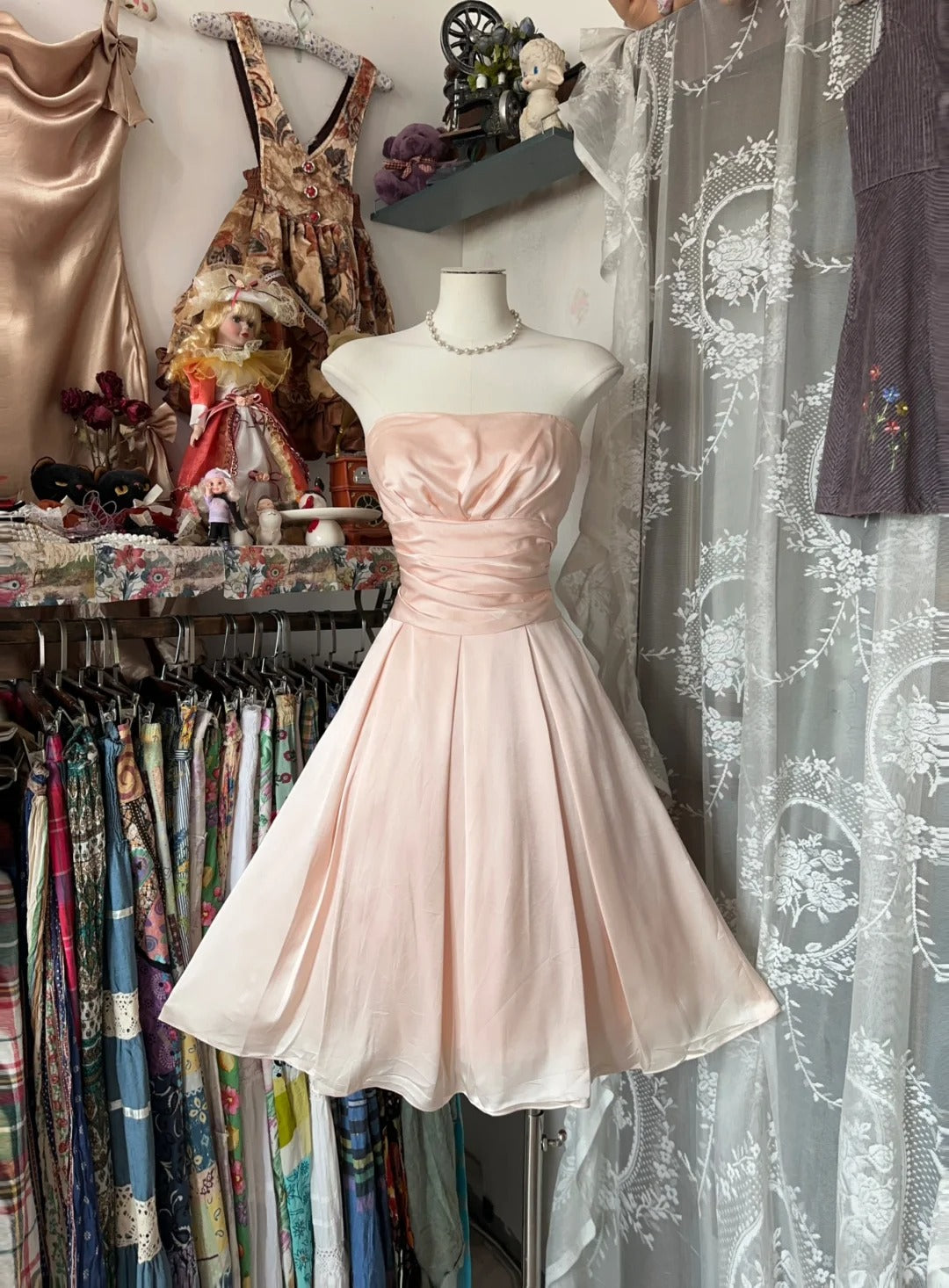 A Line Pink Birthday Outfit Short Evening Dress Vintage Short Party Dress Homecoming Dress fg8040