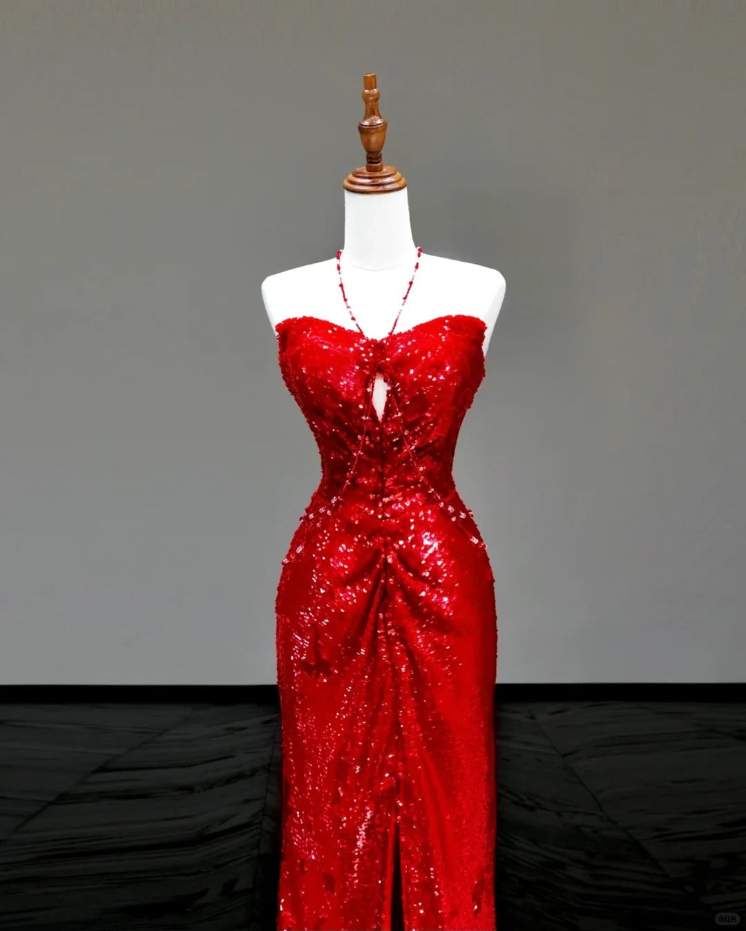 Red sexy suspenders elegant long sequined prom dress evening dress party dress gh5123