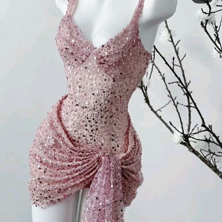 Pink/Black Sparkling Sequin Short Homecoming Dress Cocktail/Birthday Party Dress gh5016