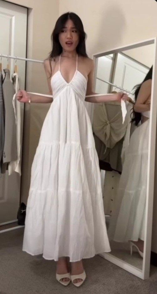 Sexy White Sleeveless Long Prom Dress,White Maxi Dress fg5864