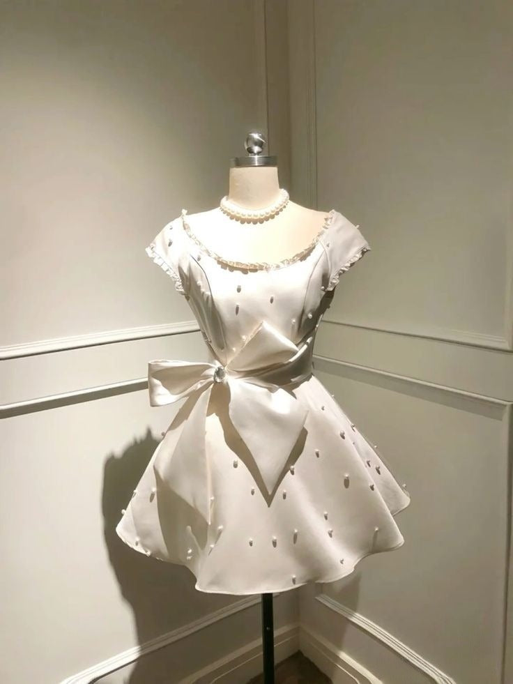 A Line White Short Evening Dress Cocktail Dresses Short Party Dress fg7879