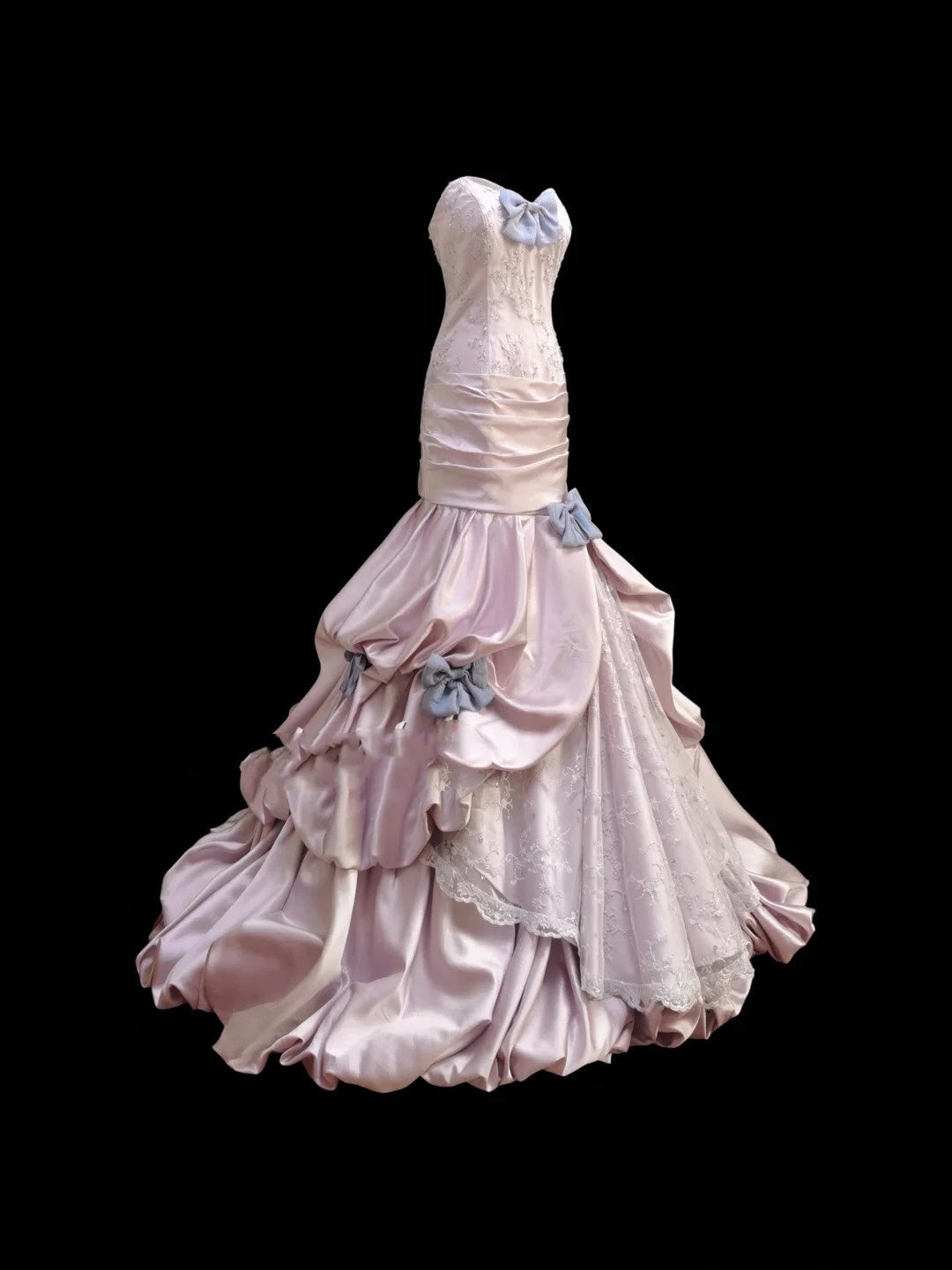 Pink sweet bow decoration long floor-length ball gown evening dress adult ceremony birthday dress gh4100