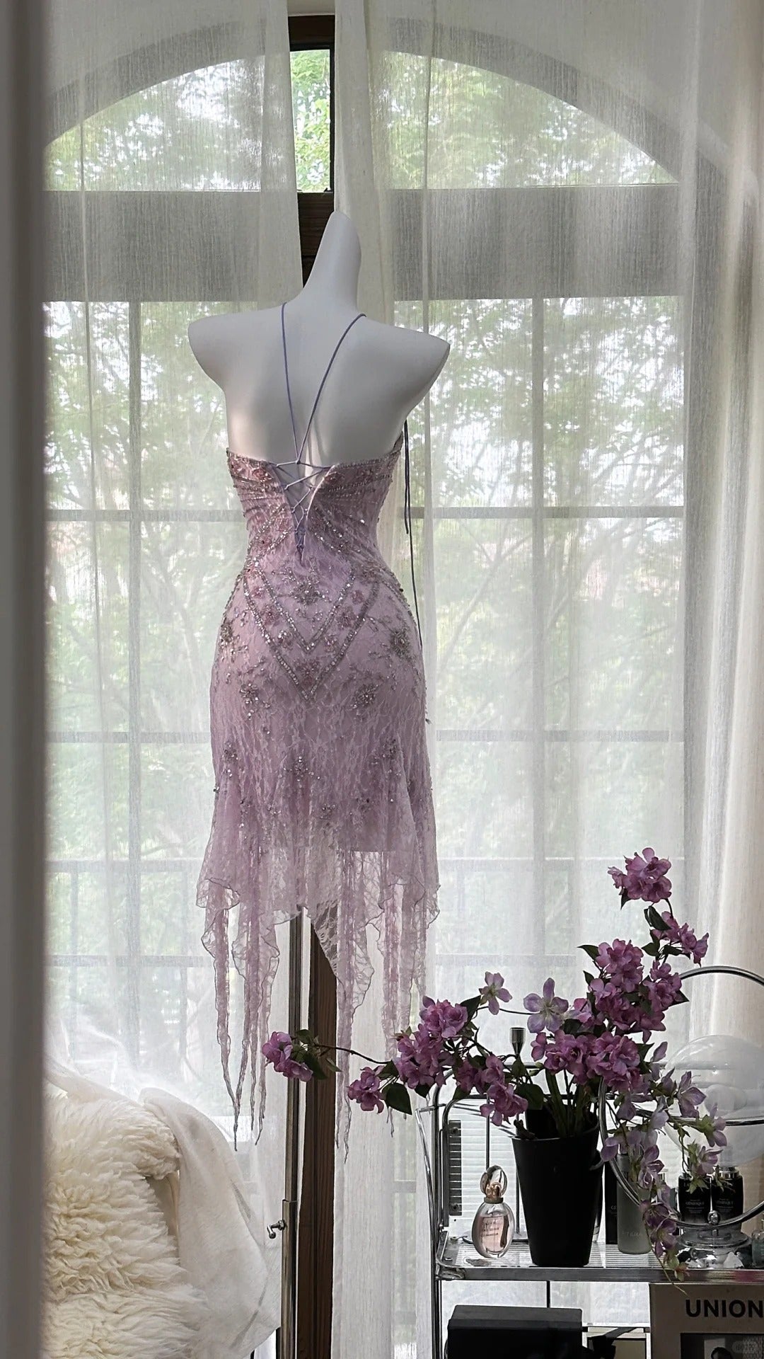 Purple Gorgeous Exquisite Beaded Lace Long Chiffon Homecoming Dress Prom Dress Evening Dress Wedding Party Dress Prom Dress Graduation Date Dress gh3988