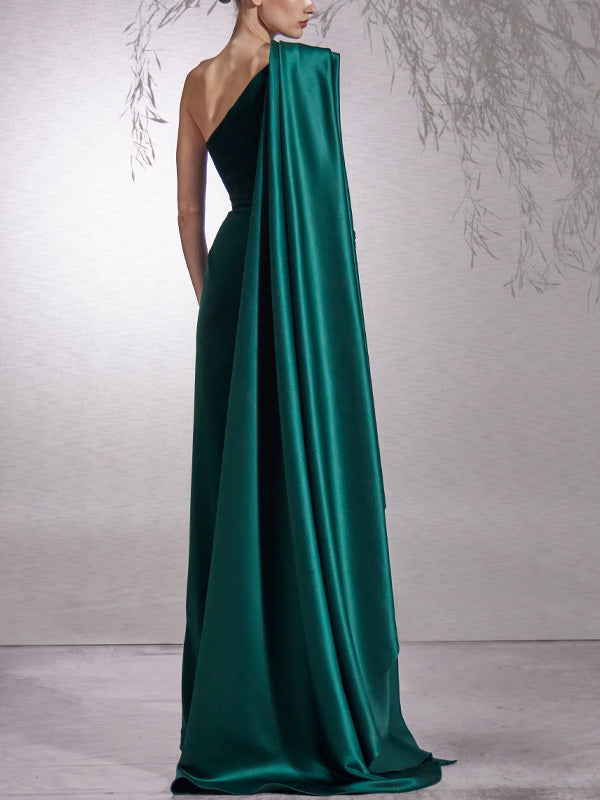 Off-shoulder Corduroy Solid Color Maxi Dress