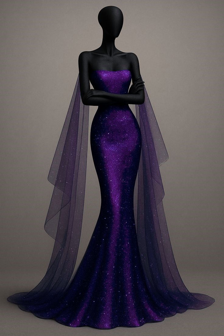 preppydressess-Blue/Purple Sparkling Long Satin Mermaid Prom Dress Evening Dress Party Dress gh5000