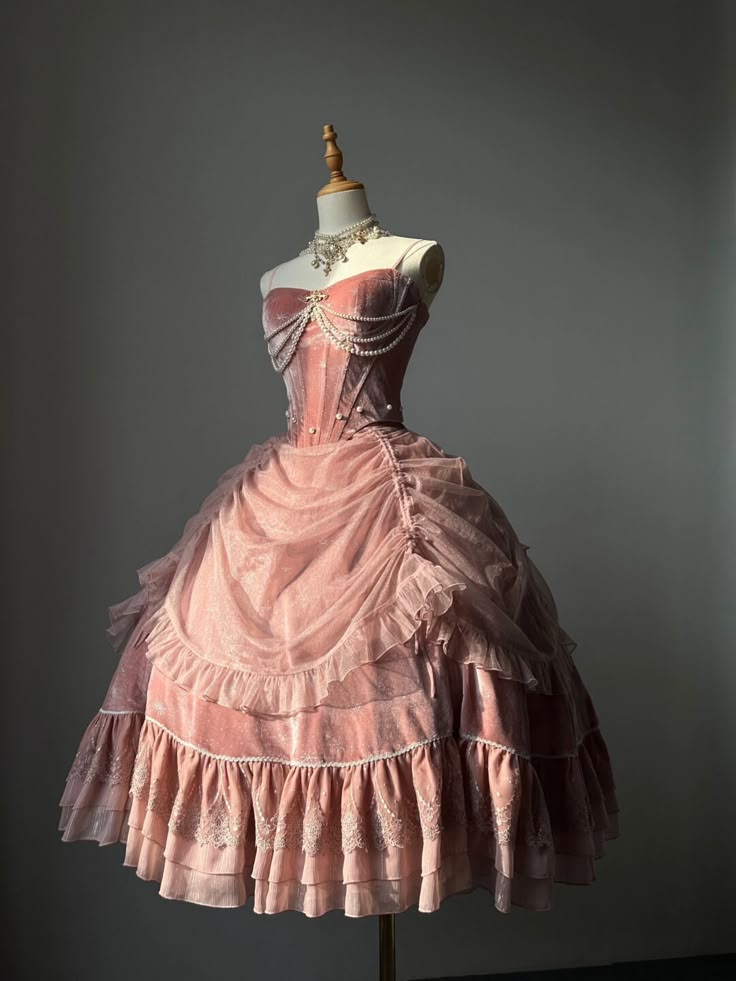 Pink A Line Spaghetti Strap Pearl Tulle Velvet Prom Dress Party Dress Evening Dress SH3605