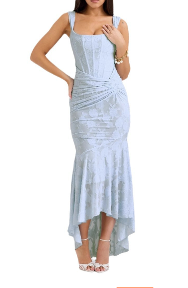 loveedsTM-New sexy and fashionable one-line collar bandeau fishbone hip-hugging fishtail long skirt