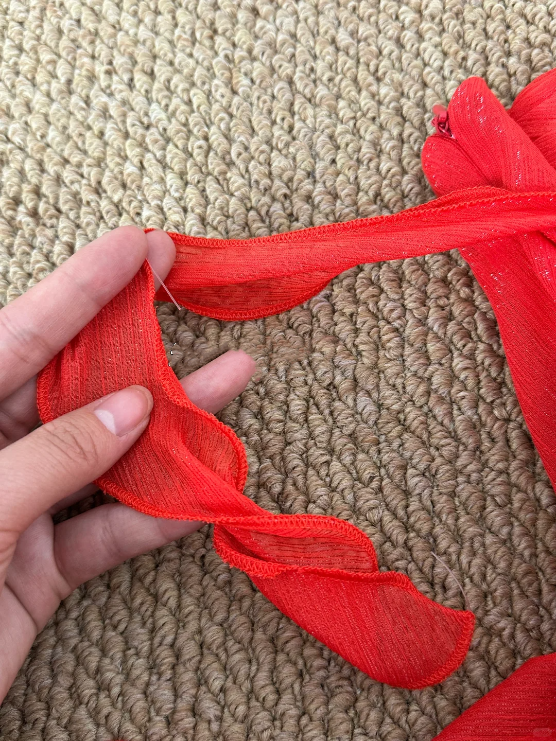 Red Shiny Elegant Fashion Spaghetti Strap Long Chiffon Ruffle Ball Gown Evening Gown Party Dress Prom Gown gh3795