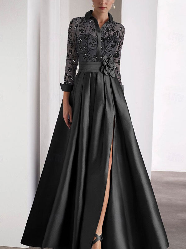 Glitter Slit Embroidery Women's Dress