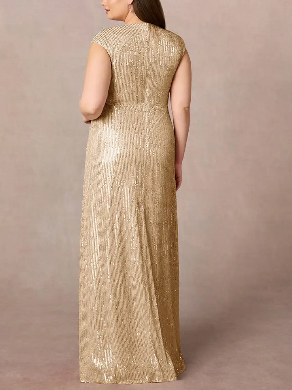 V-Neck Sequins Maxi Dress