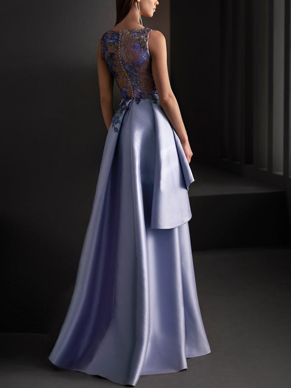 Round Neck Lace Sleeveless Panel Dress