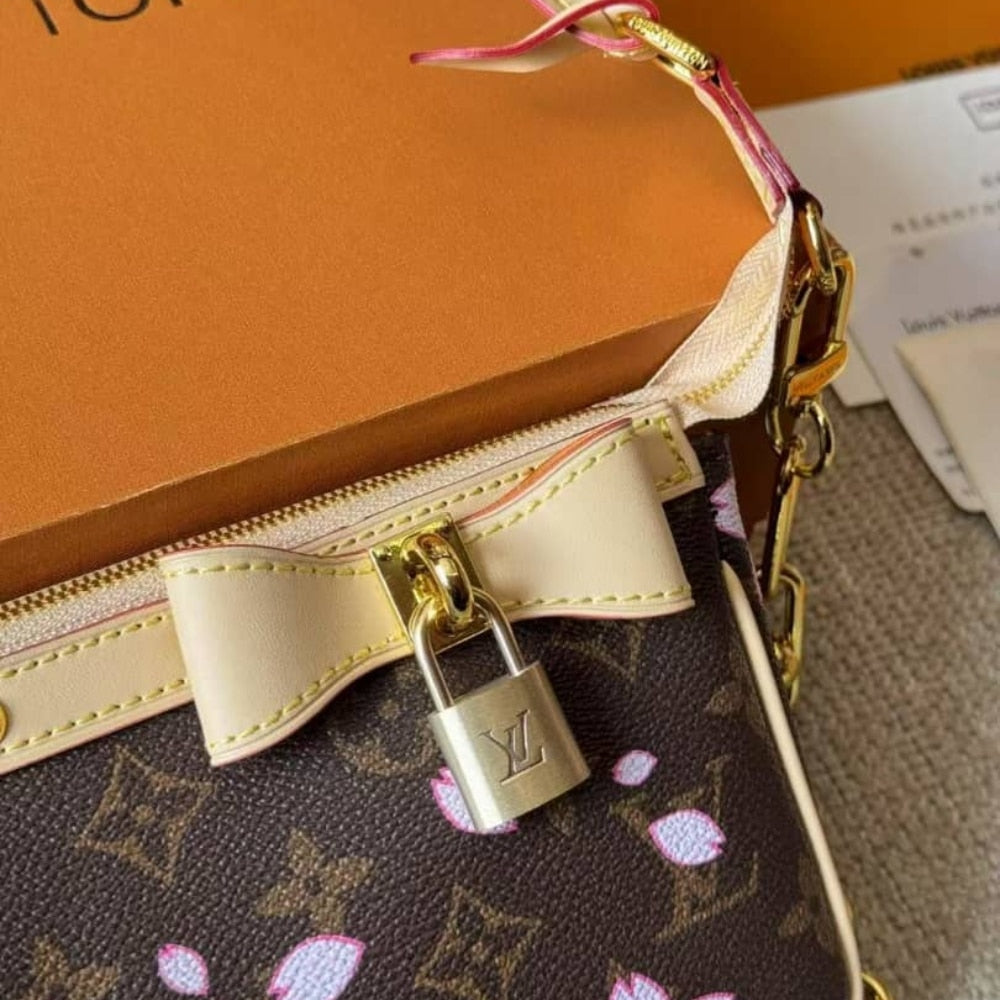 LOUIS VUITTON X MURAKAMI POCHETTE ACCESSOIRES SAKURA BROWN 22CM M13666
