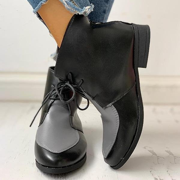 Women's leather boots with front lace-up Martin boots