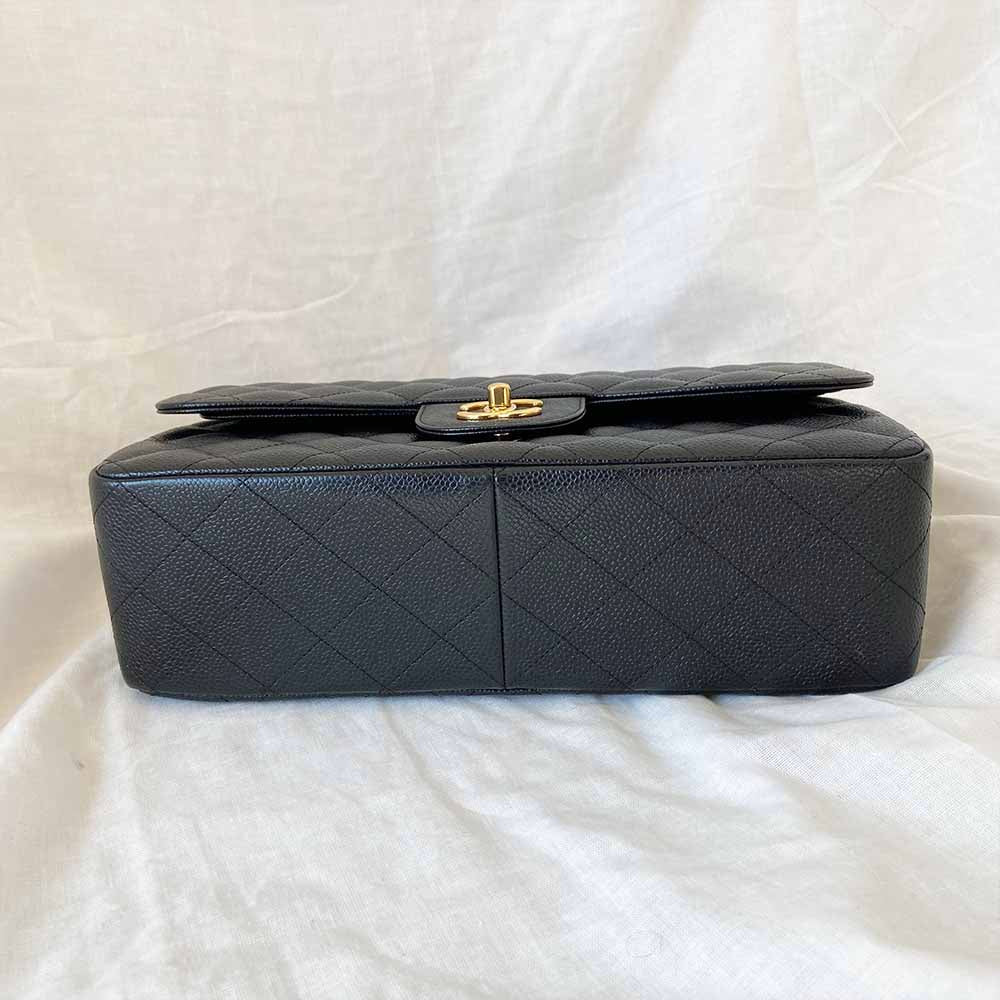 Chanel Black Jumbo Caviar Double Flap Classic Bag