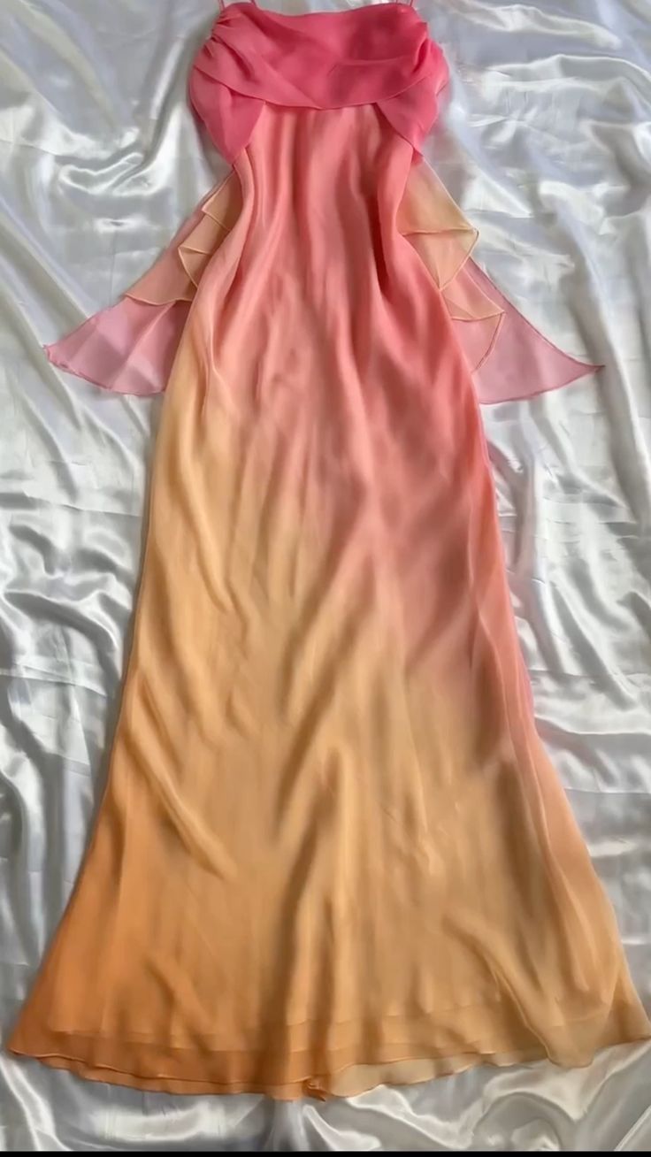 Blue/orange fashion gradient elegant spaghetti strap long chiffon prom dress evening dress party dress gh2934