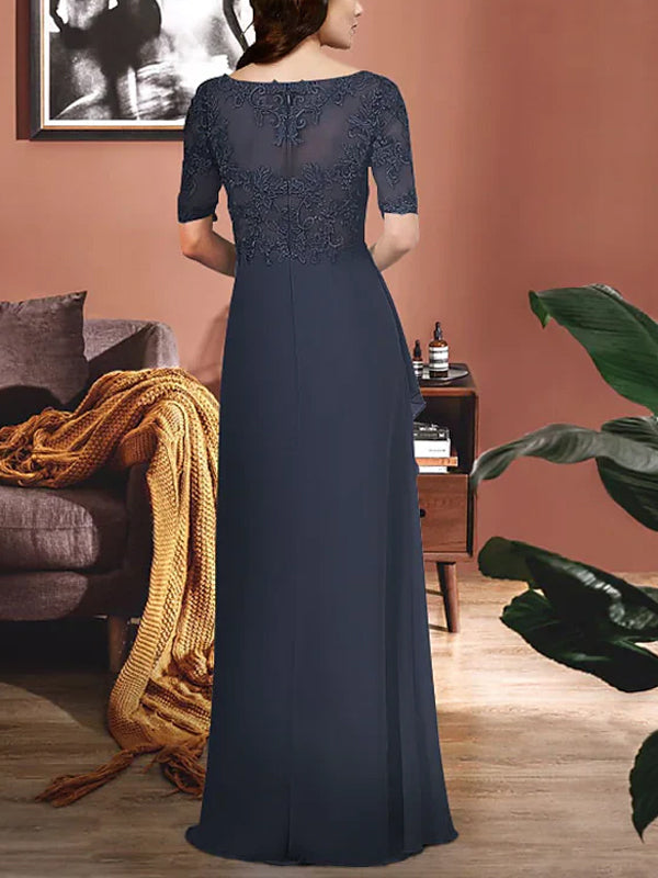 V-neck Lace Solid Color Maxi Dress