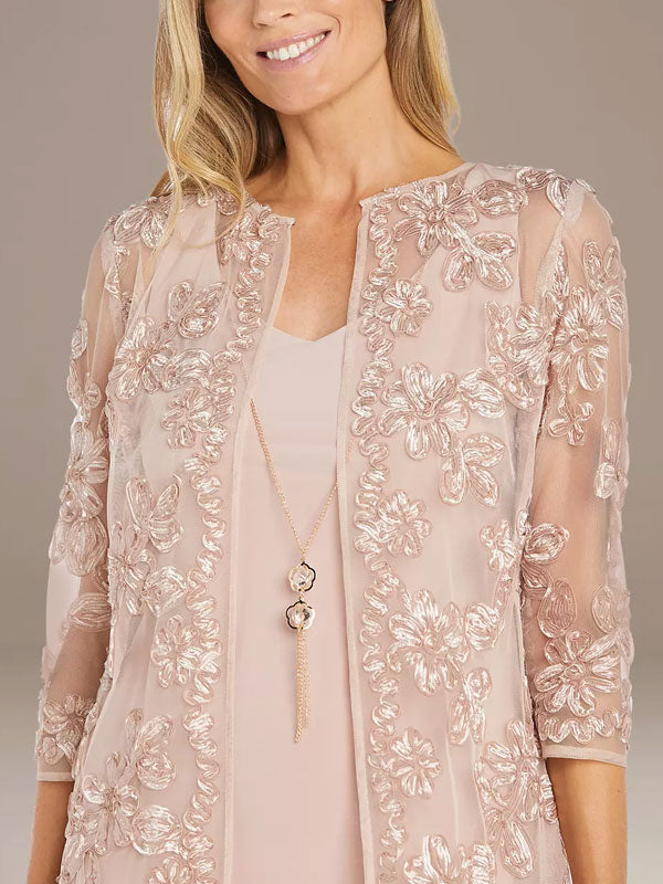 Short Sheath Dress with Embroidered Jacket