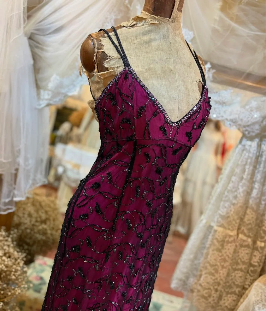 Purple Beaded Vintage Elegant Long Chiffon Prom dress Evening Dress Party Dress gh5045