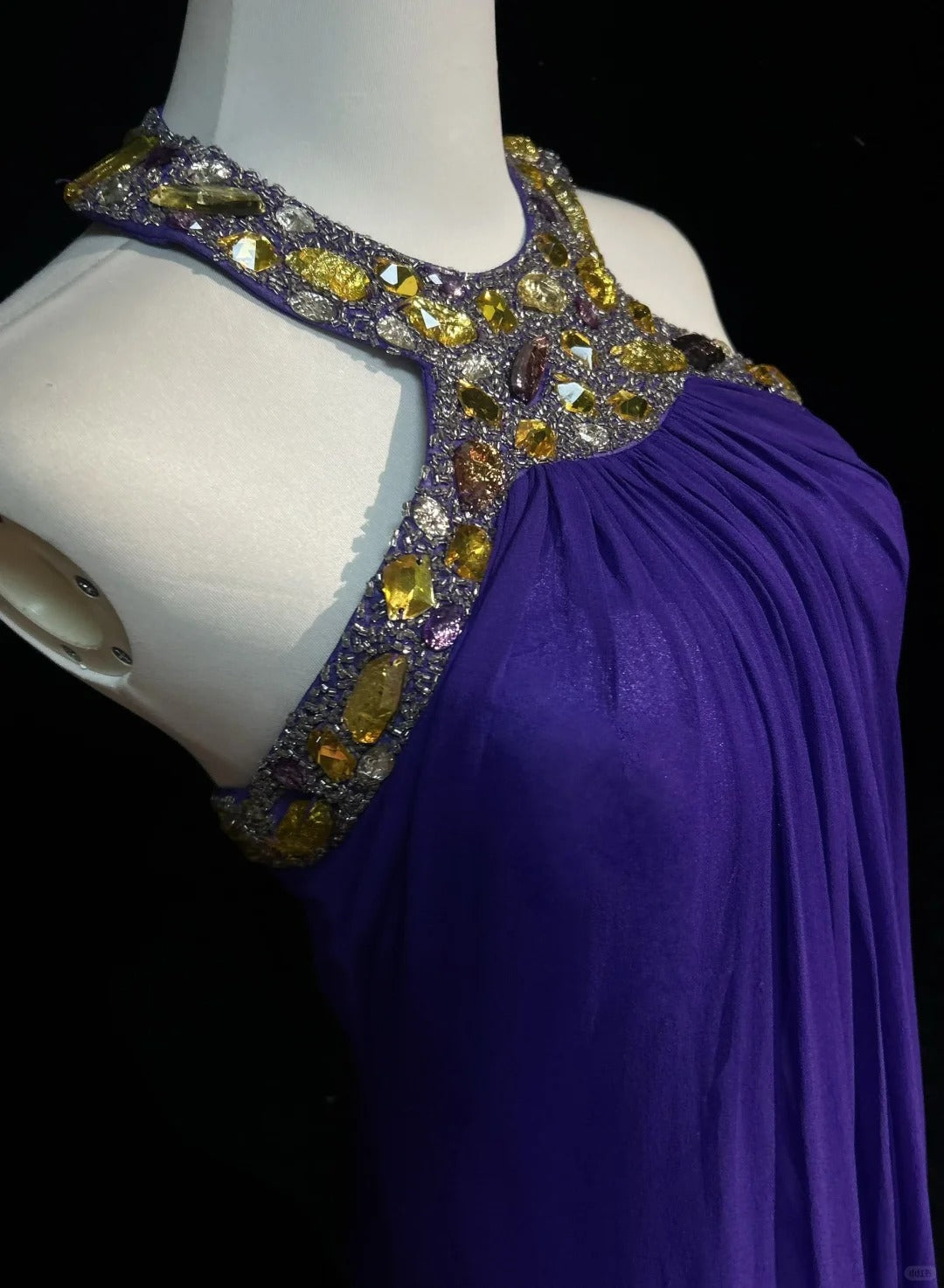 Purple Vintage Fashion Elegant Exquisite Gem Rhinestone Beading Long Floor Length Tulle Ball Gown Evening Dress Party Dress Prom Dress gh3863