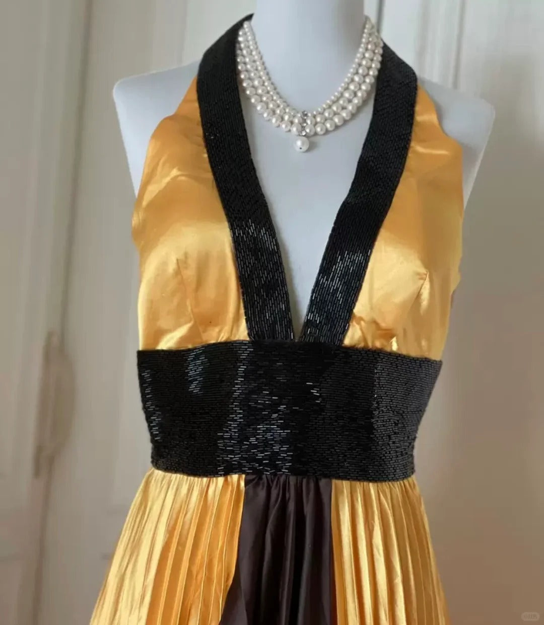 Yellow Exquisite Beading Long Satin Fashion Ball Gown Evening Gown Party Dress Prom Dress gh4267