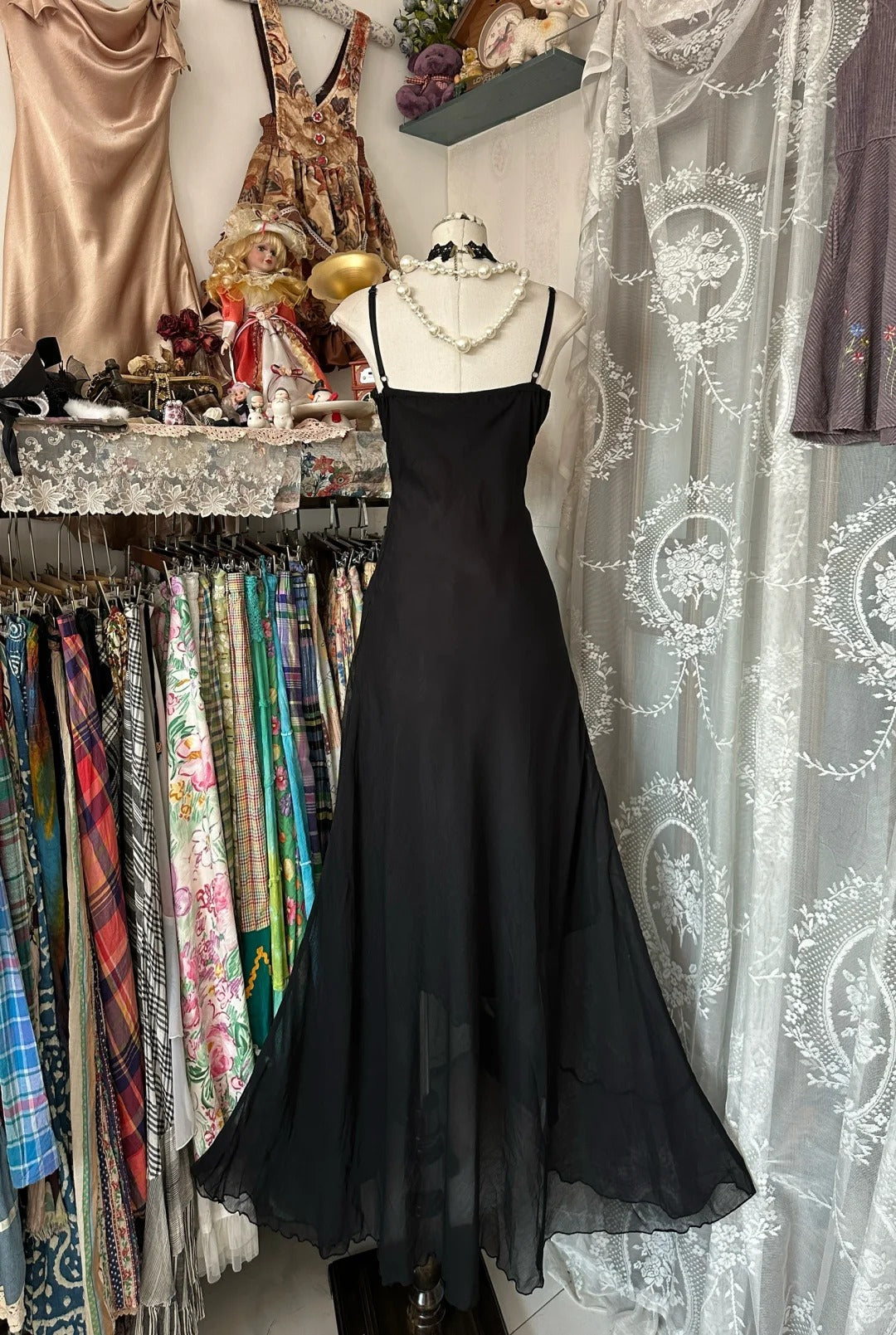 Black evening dress vintage ball gown mermaid long chiffon ball gown evening dress party dress gh4352