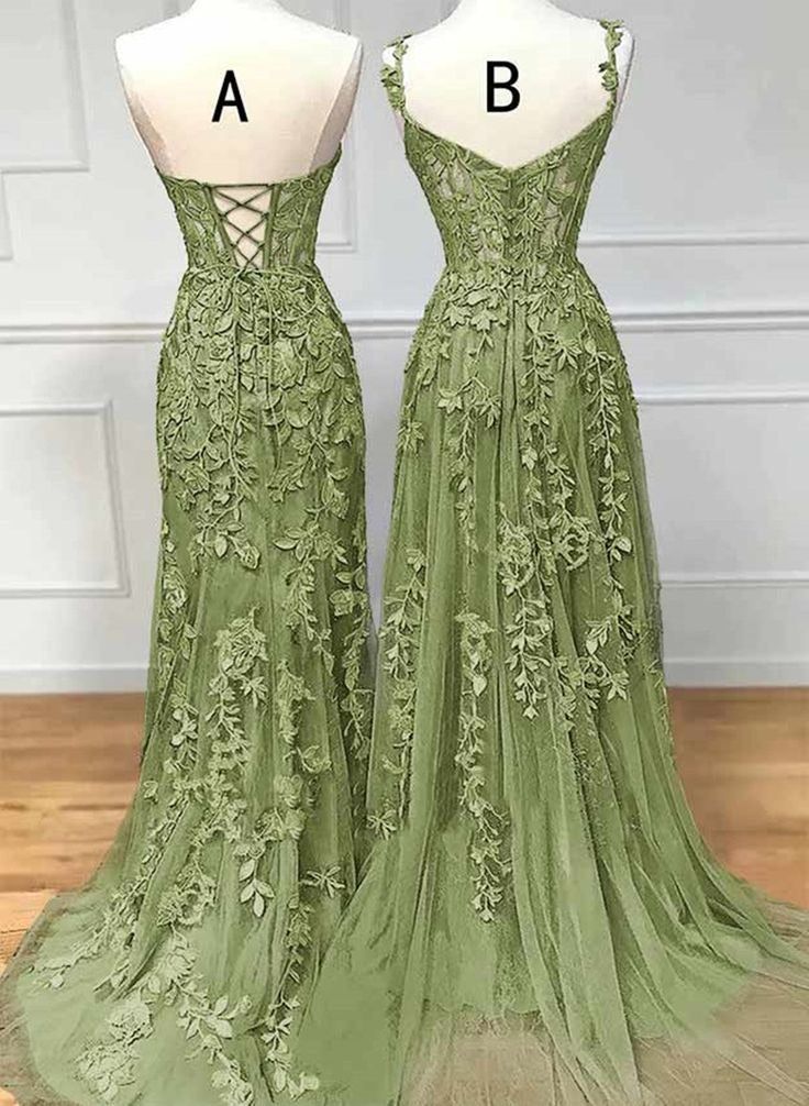 Green Evening Dress, Long Green Prom Dress fg4456