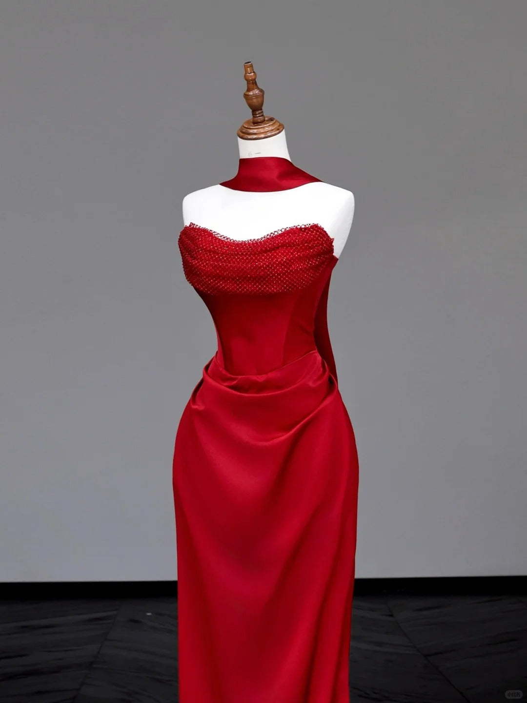preppydressess -Red simple unique long satin prom dress evening dress party dress gh5116
