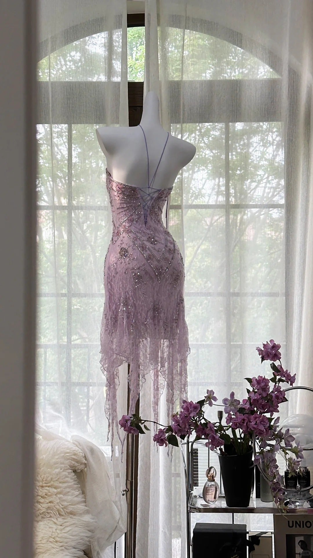 Purple Gorgeous Exquisite Beaded Lace Long Chiffon Homecoming Dress Prom Dress Evening Dress Wedding Party Dress Prom Dress Graduation Date Dress gh3988