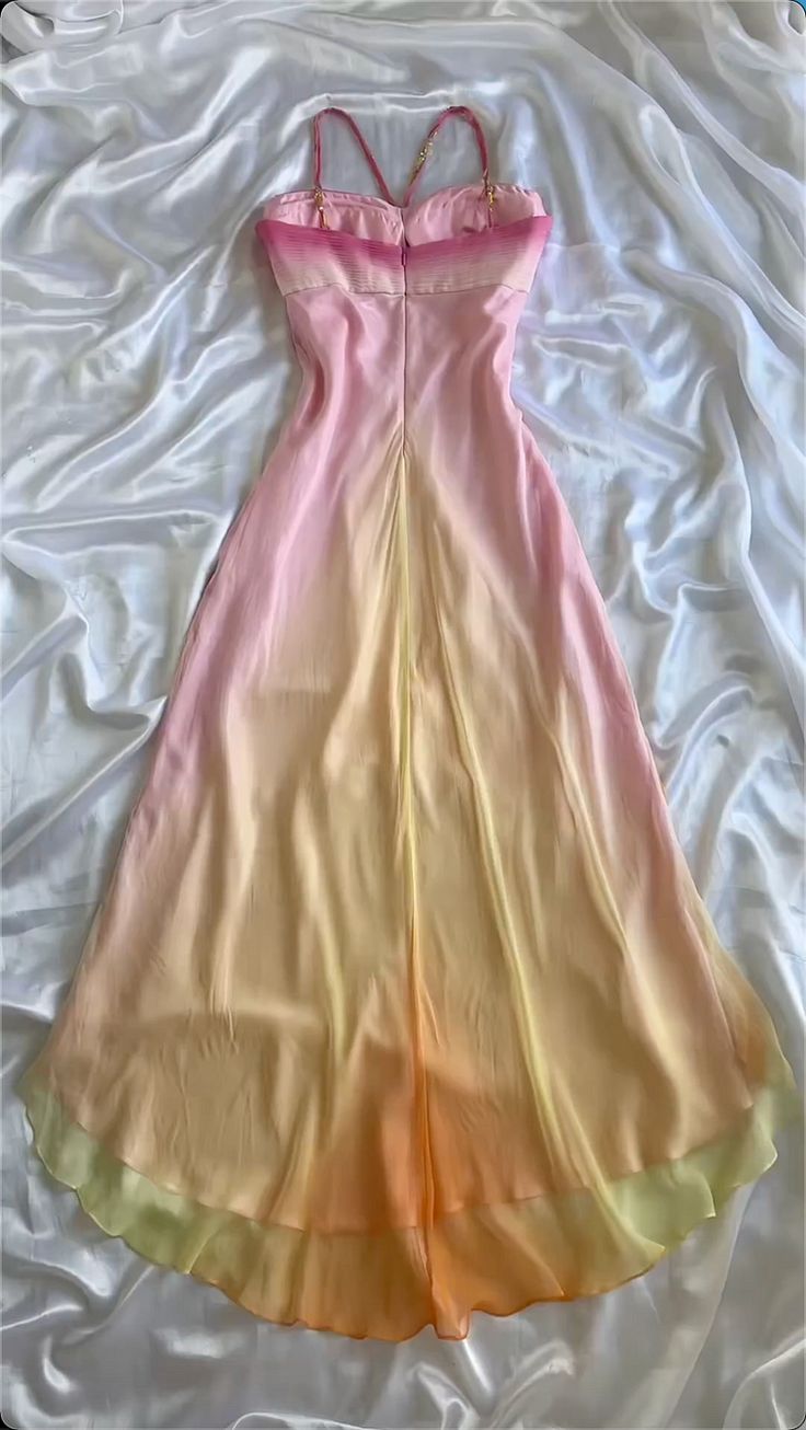 Pink Orange Elegant Fantasy Long Chiffon Ball Gown Evening Dress Party Dress Fairy Tale Dress gh3178