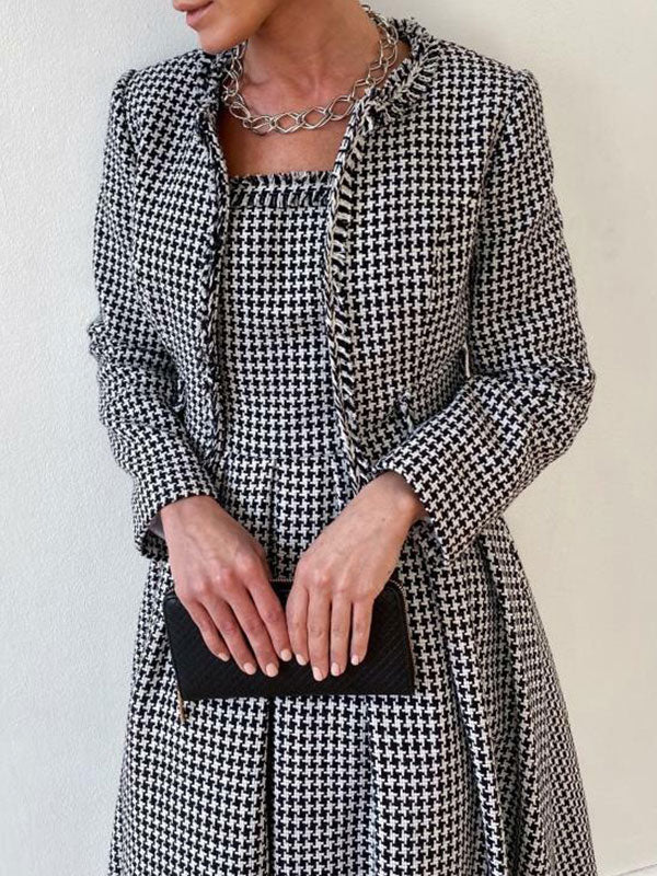 Casual Vintage Temperament Plaid Women's Dress Sets