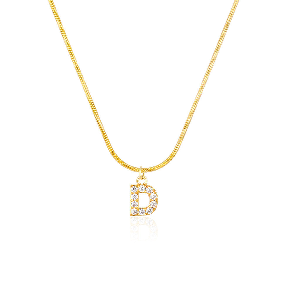 English alphabet round snake chain clavicle chain