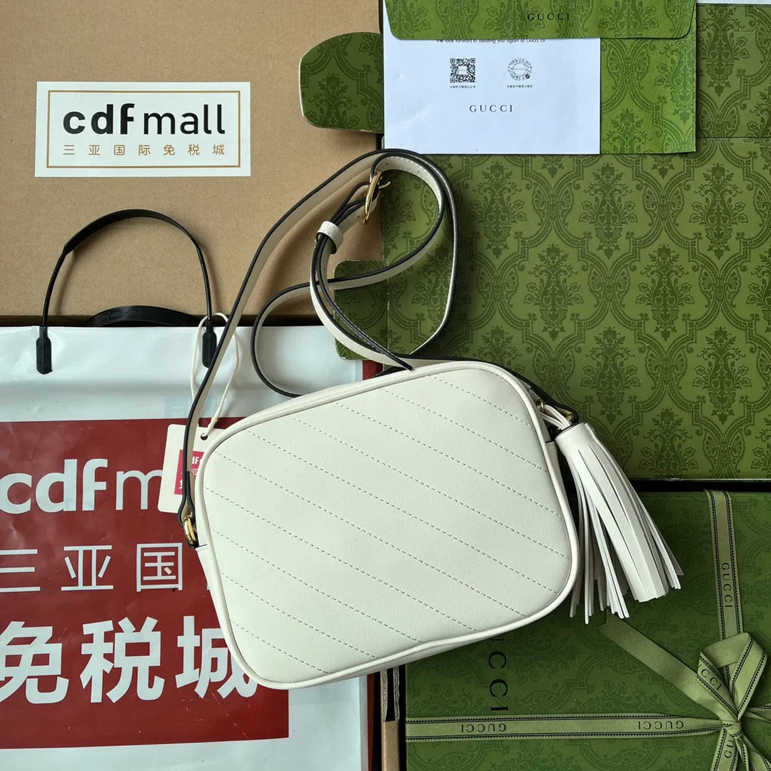 Gucci Blondie Small Shoulder White Leather Bag - 21x15.5x5cm