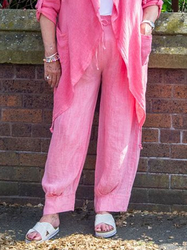 Simple Design Cotton Linen Women's Suit