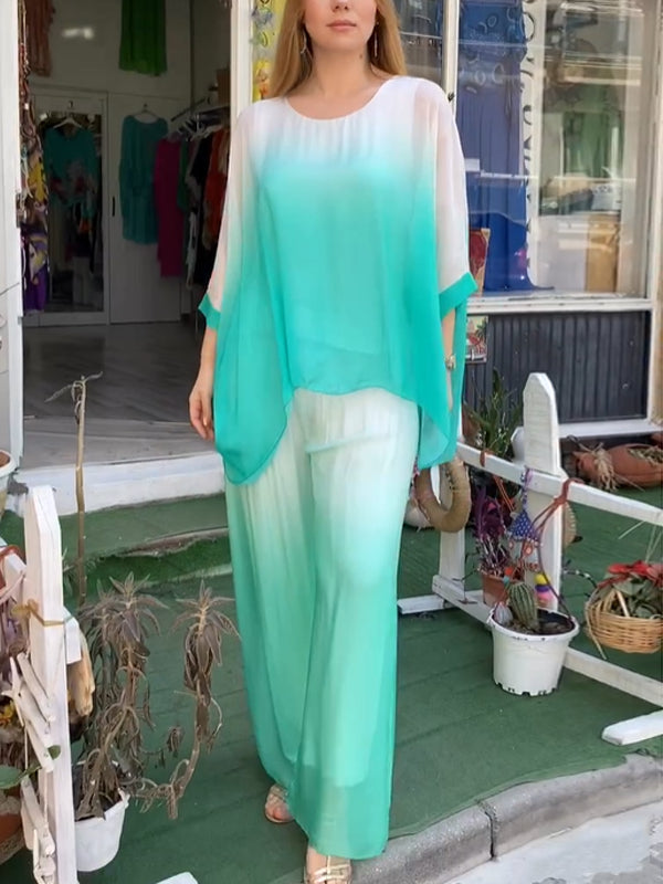 Loose Gradient Chiffon Women's Suit