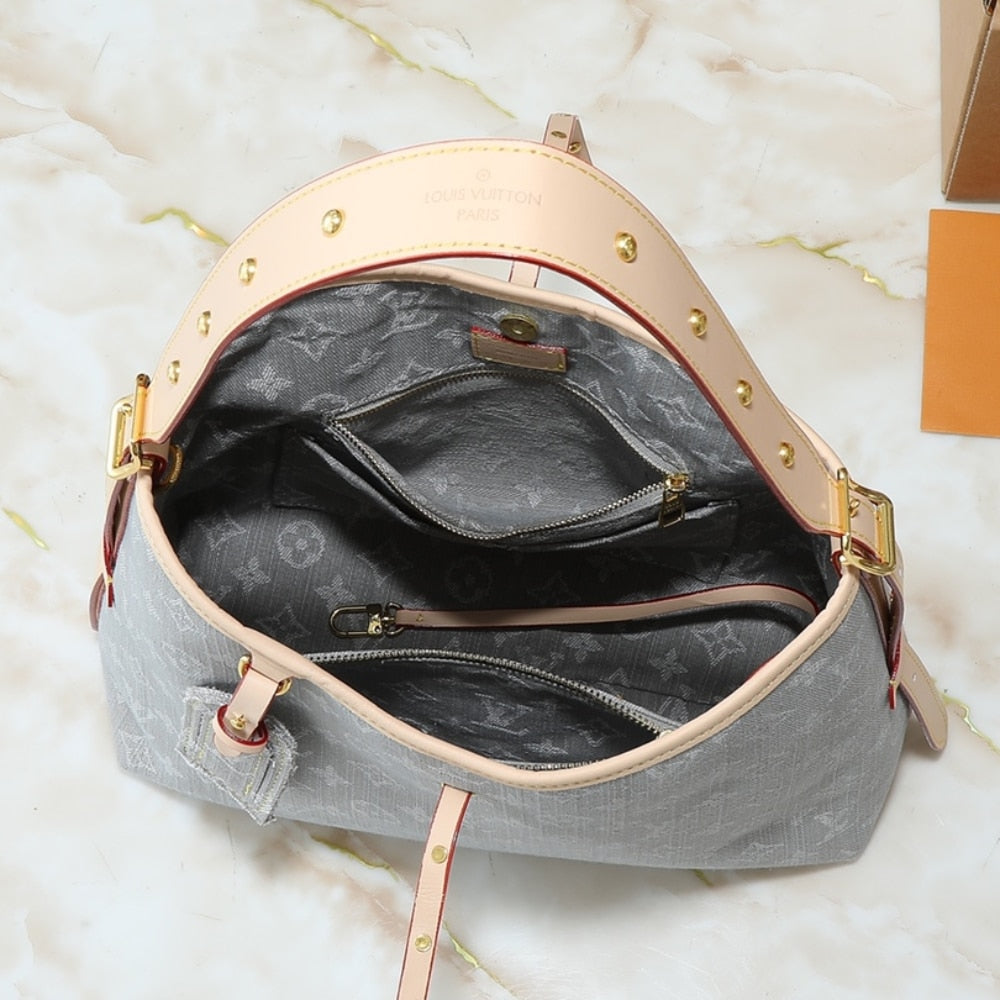 LOUIS VUITTON CARRYALL MM MONOGRAM DENIM WASHED GRAY 39CM M13289