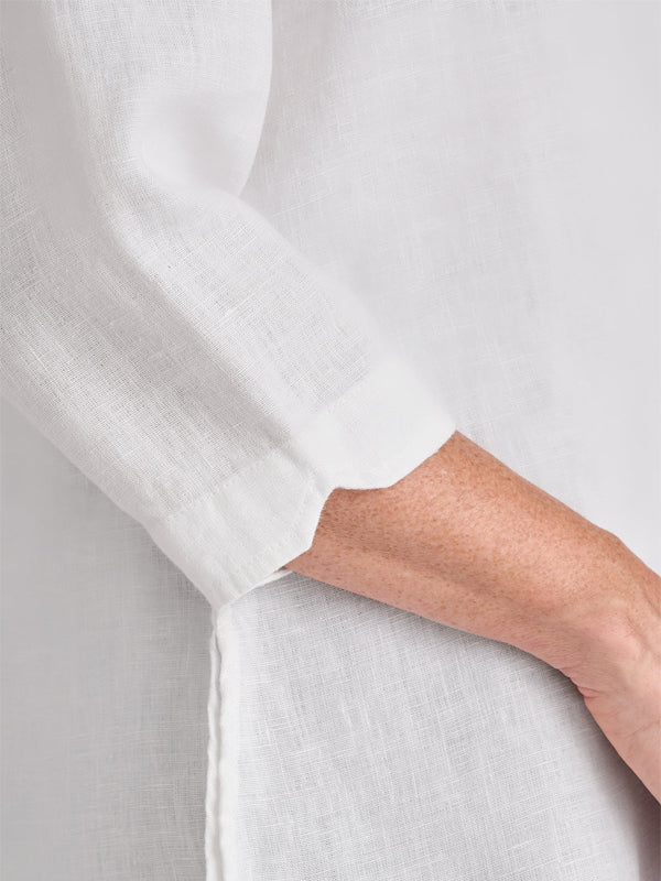 V-neck Cotton And Linen Solid Color Top