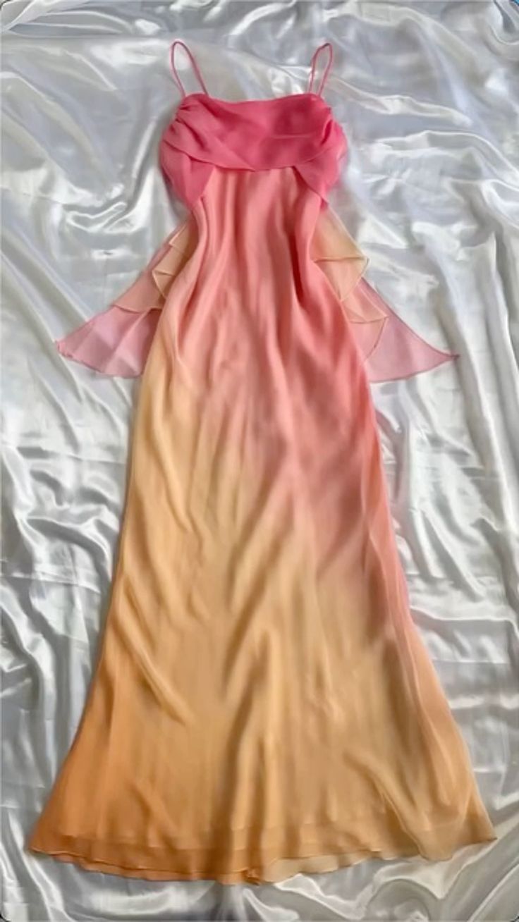 Blue/orange fashion gradient elegant spaghetti strap long chiffon prom dress evening dress party dress gh2934