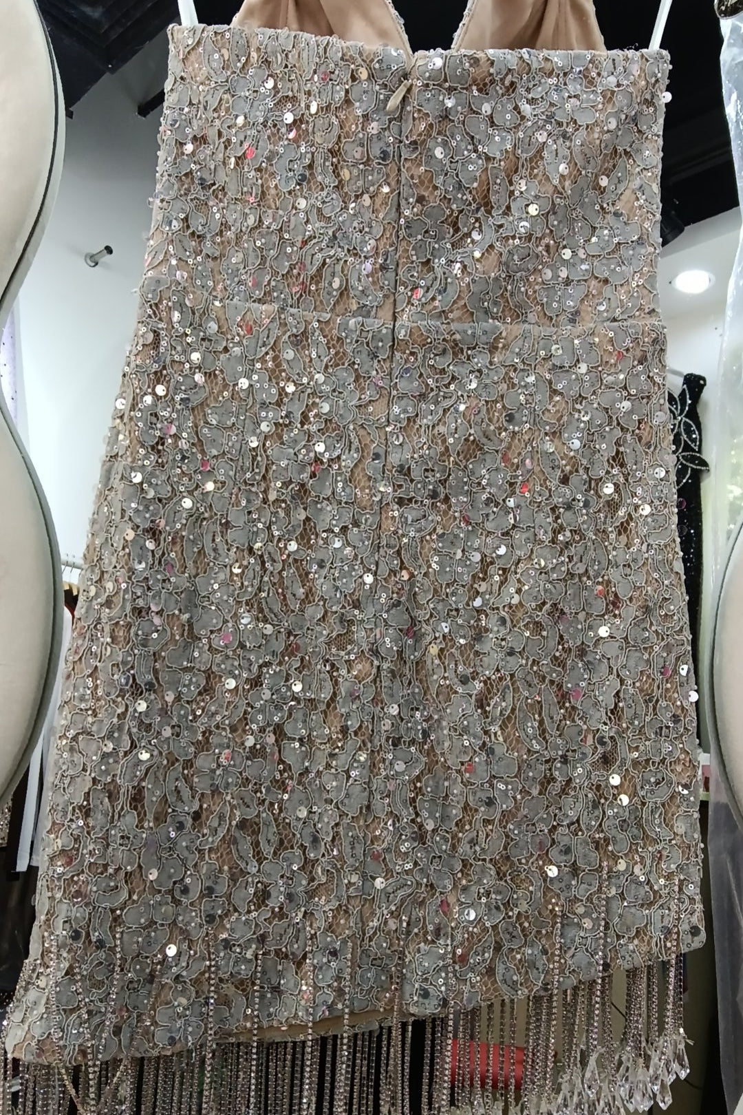 loveedsTM-Crystal Tassel Hem Heavy Tube Dress-vx