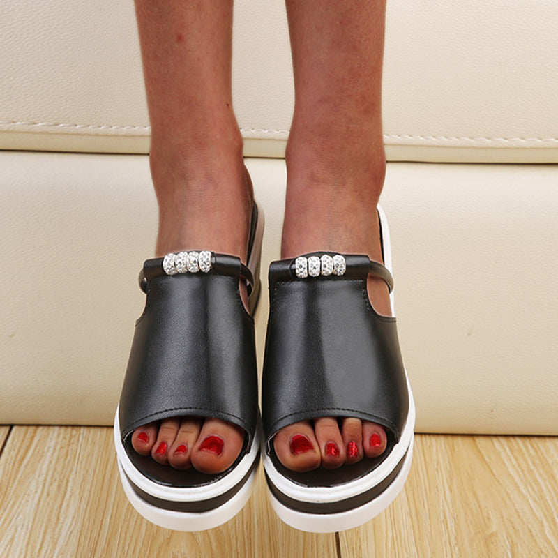 Wedge high heel fish mouth sandals