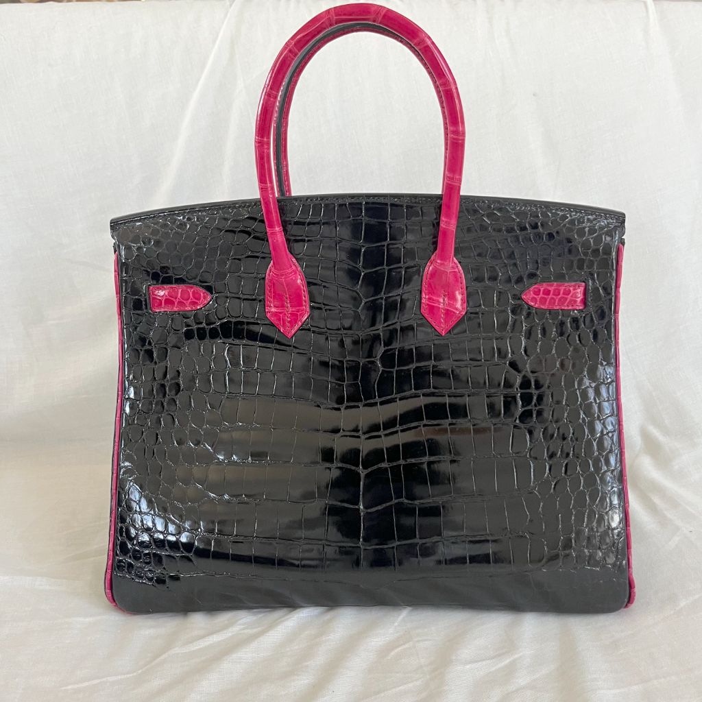 Hermès Very Rare Birkin HSS Special Order 35 cm Shiny Black Crocodile Birkin Bag