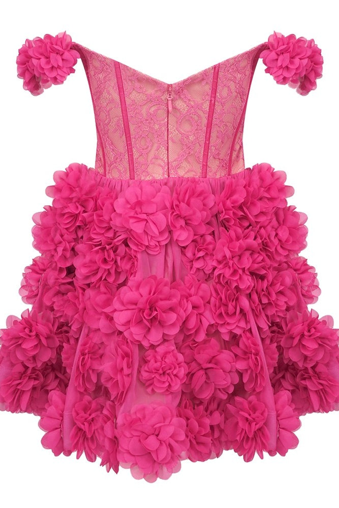 loveedsTM-Pink short flower tube top dress-vx