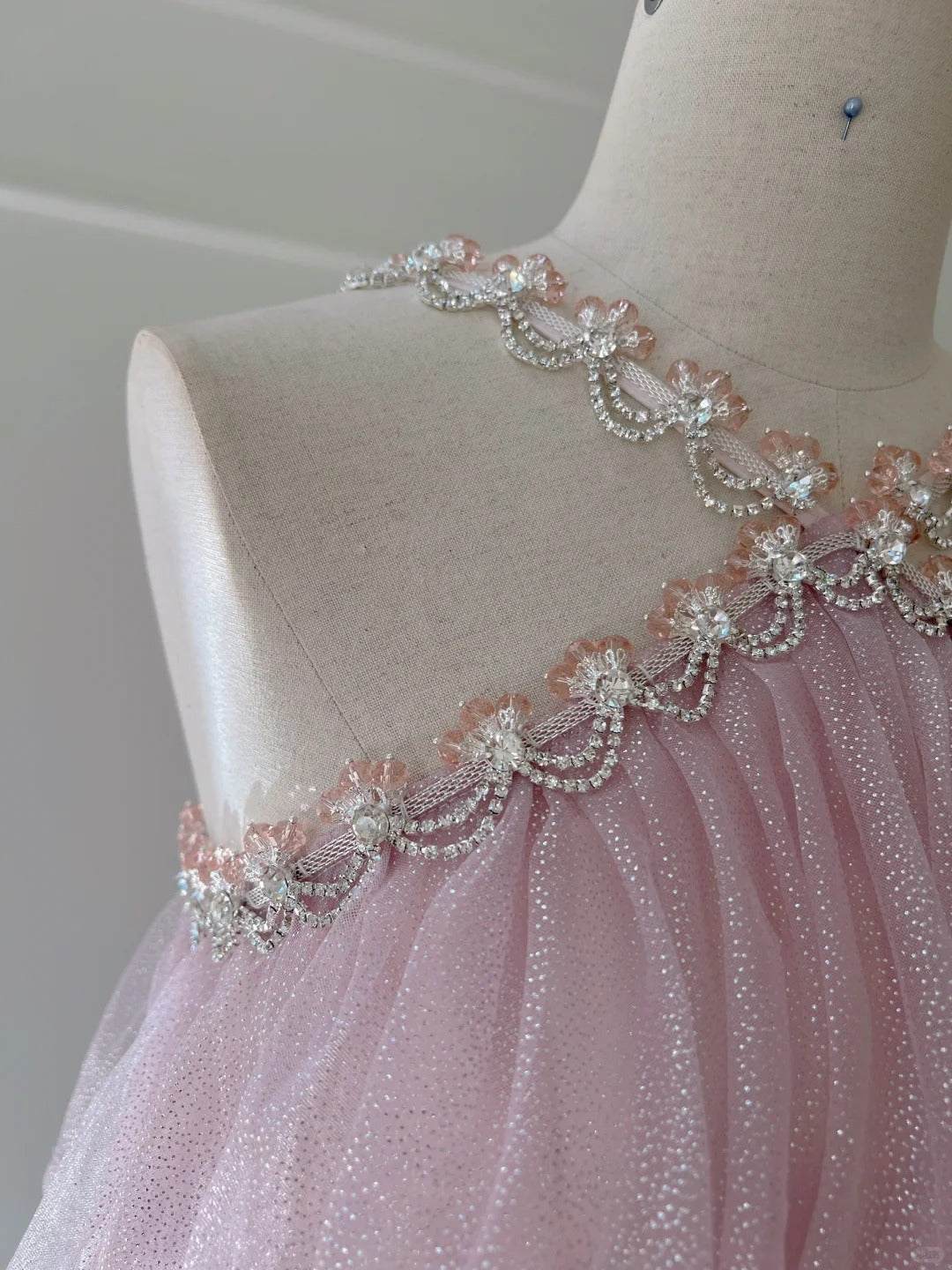 Light Pink/Blue Chiffon Rhinestone Strapless Cake Layered Ruffles Elegant Sweet Long Party Dress Prom Dress Evening Dress gh4760