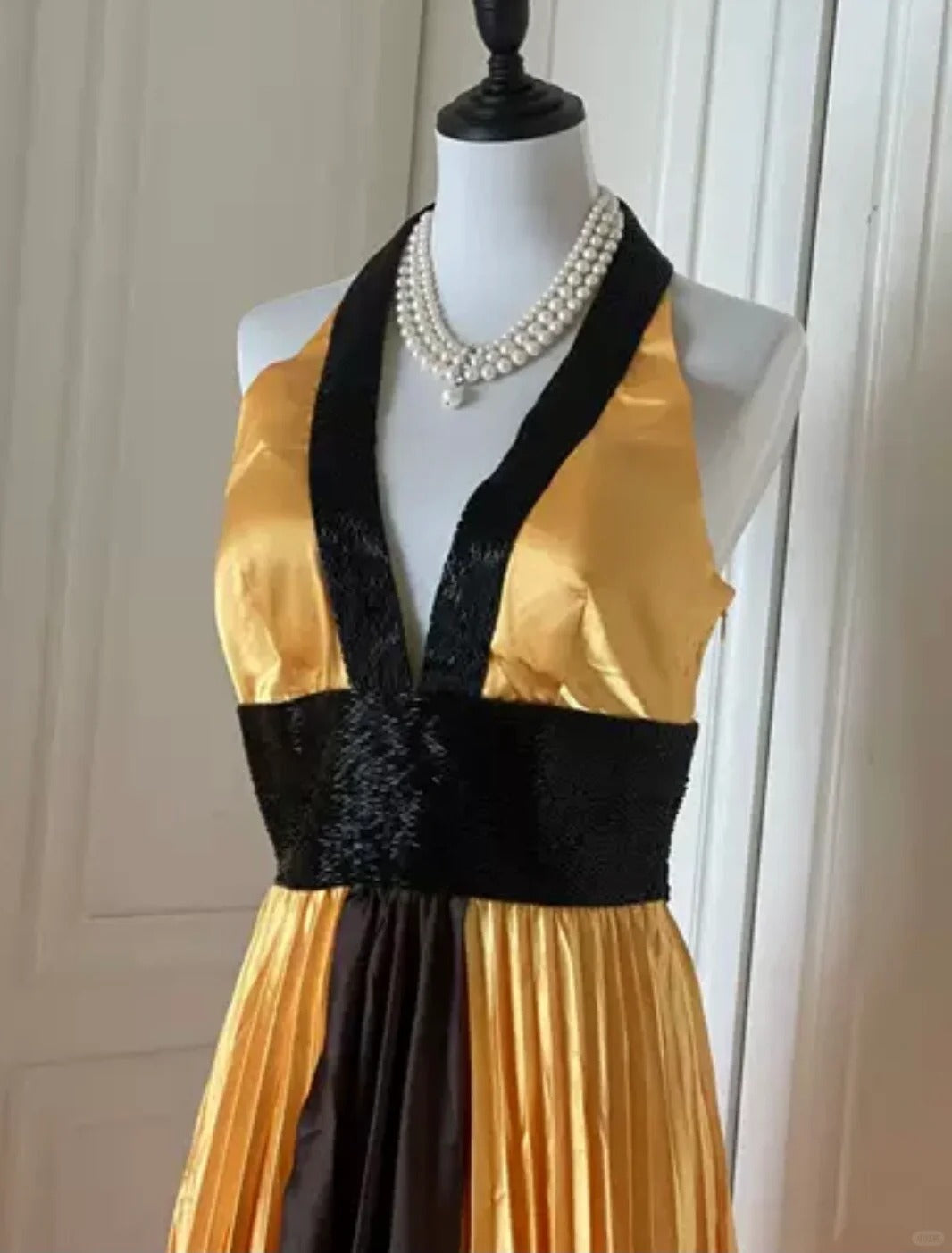 Yellow Exquisite Beading Long Satin Fashion Ball Gown Evening Gown Party Dress Prom Dress gh4267