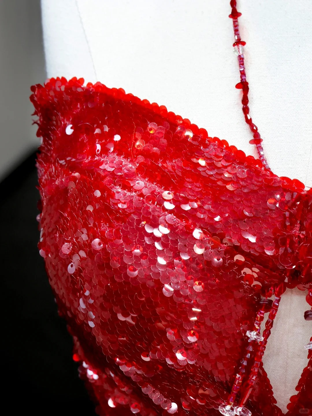 Red sexy suspenders elegant long sequined prom dress evening dress party dress gh5123