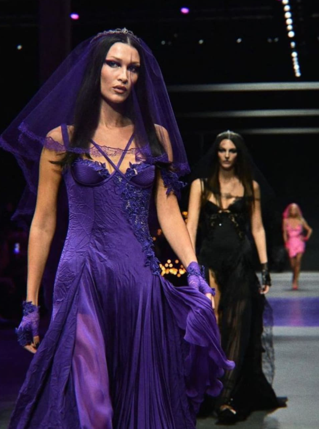 Unique A Line Spaghetti Strap Purple Lace Satin Prom Dress Evening Dress with Slit SH2263