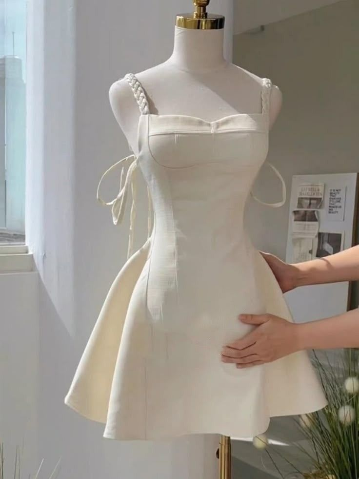 Simple Ivory A Line Short Birthday Party Dress Homecoming Gown S198