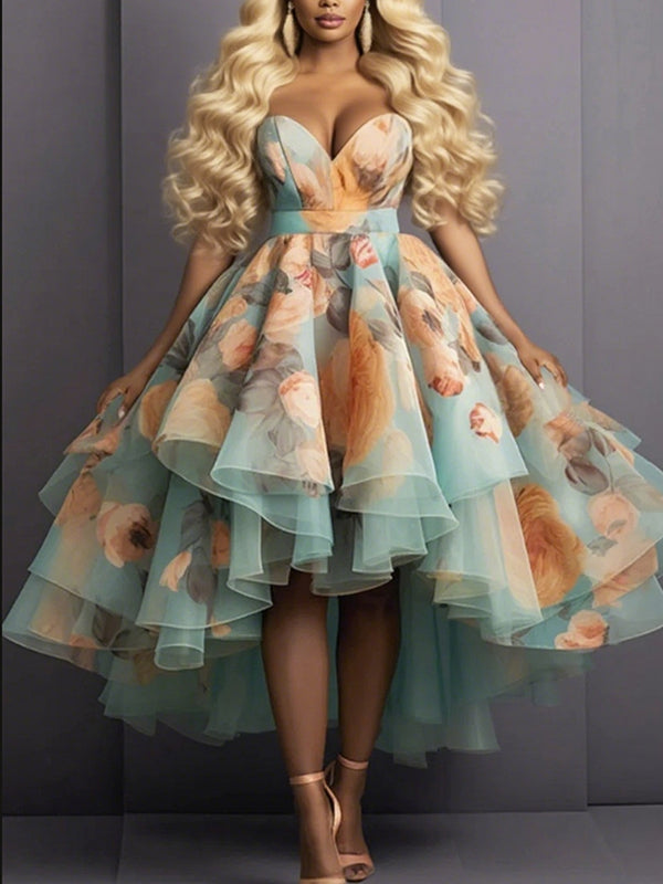 3D Floral Temperament Beat Ladies Dress