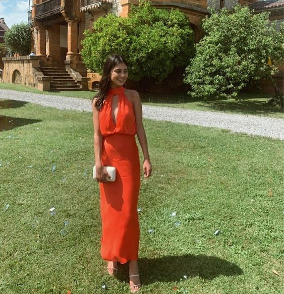 Simple orange evening dresses, long prom dress fg3057